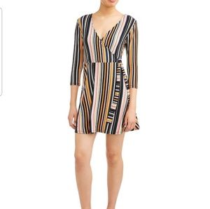 Printed Wrap Front Skater Dress